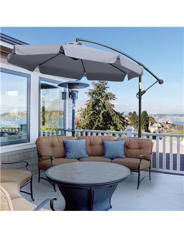 Outsunny 2.7m Banana Parasol Cantilever Umbrella, Dark Grey 84D-161CG