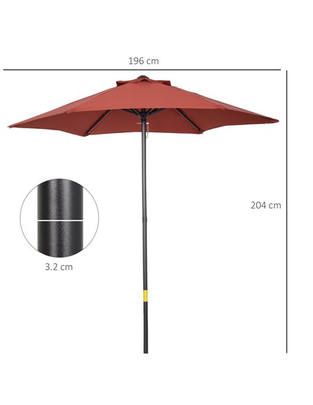 Outsunny 2m Patio Parasols Umbrellas, Outdoor Sun Shade with 6 Sturdy Ribs for Balcony, Bench, Garden, Wine Red 84D-159WR - pic 49923 | FastDaddyshop