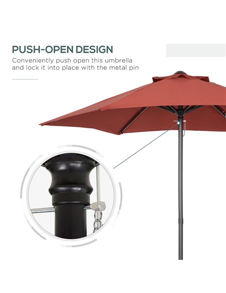 Outsunny 2m Patio Parasols Umbrellas, Outdoor Sun Shade with 6 Sturdy Ribs for Balcony, Bench, Garden, Wine Red 84D-159WR - pic 49927 | FastDaddyshop