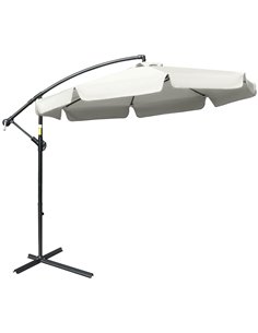 Outsunny 2.7m Banana Parasol Cantilever Umbrella, Cream White 84D-161