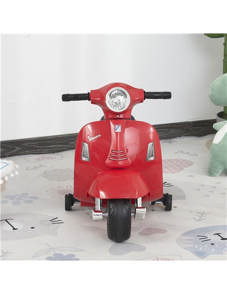 HOMCOM Vespa Licensed Kids Ride On Motorcycle 6V Battery Powered Electric Trike Toys for 18-36 Months with Horn Headlight Red - pic 4994 | FastDaddyshop
