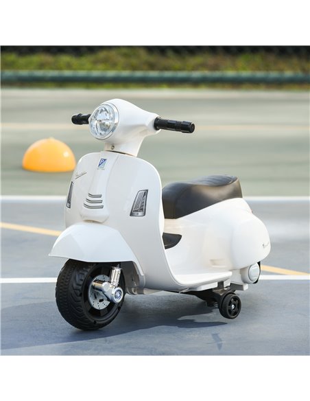 HOMCOM Vespa Licensed Kids Ride On Motorcycle 6V Battery Powered Electric Trike Toys for 18-36 Months with Horn Headlight White - pic 4995 | FastDaddyshop