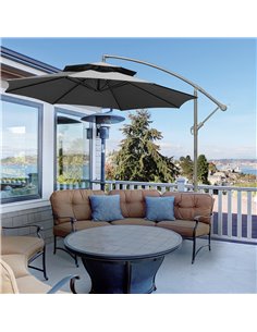 Outsunny 2.7m Garden Banana Parasol Cantilever Umbrella, Dark Grey 84D-187CG 2