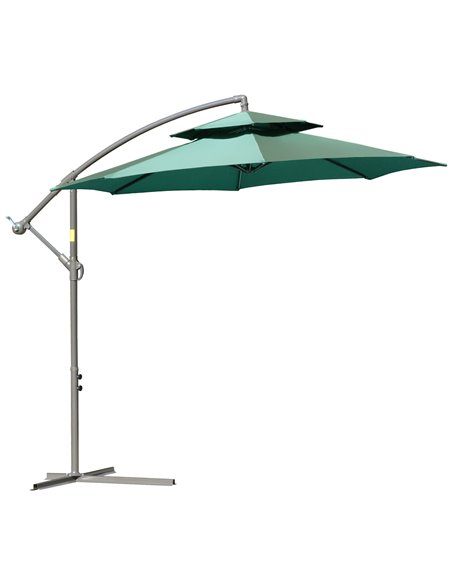 Outsunny 2.7m Banana Parasol Cantilever Umbrella, Green 84D-187GN - pic 49984 | FastDaddyshop