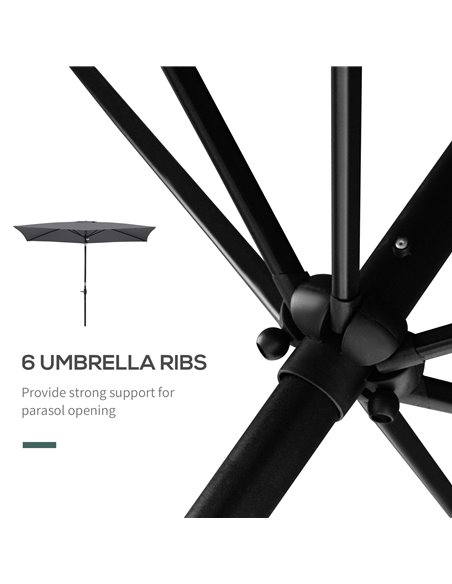 Outsunny 2 x 3(m) Garden Parasols Umbrellas Rectangular Patio Market Umbrella Outdoor Sun Shade w/ Crank & Push Button Tilt, Alu - pic 49998 | FastDaddyshop