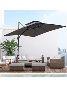 Outsunny 3 x 3(m) Garden Cantilever Roma Parasol, Dark Grey 84D-073CG 2