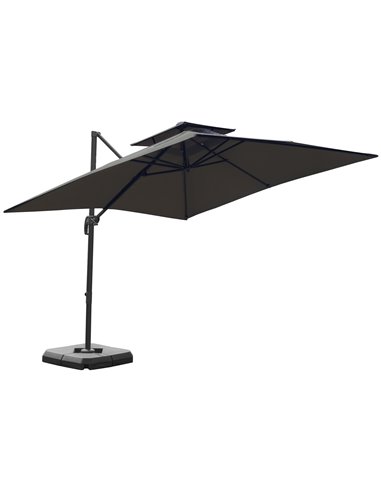 Outsunny 3 x 3(m) Garden Cantilever Roma Parasol with Crank and Tilt, Square Overhanging Patio Umbrella with 360° Rotation, Sun 