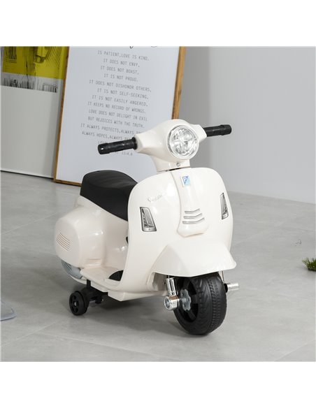 HOMCOM Vespa Licensed Kids Ride On Motorcycle 6V Battery Powered Electric Trike Toys for 18-36 Months with Horn Headlight White - pic 5002 | FastDaddyshop