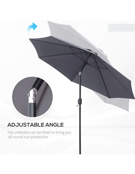 Outsunny 2.7M Garden Parasol, Patio Sun Umbrella, Tilt Shade Shelter Canopy, Aluminium Frame, Charcoal Grey 84D-023CG - pic 50024 | FastDaddyshop