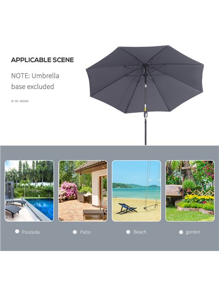 Outsunny 2.7M Garden Parasol, Patio Sun Umbrella, Tilt Shade Shelter Canopy, Aluminium Frame, Charcoal Grey 84D-023CG - pic 50026 | FastDaddyshop