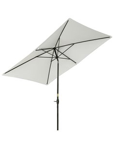 Outsunny 2 x 3m Garden Parasol Umbrella, Rectangular Market Umbrella Patio, Outdoor Table Umbrellas with Crank & Push Button Til
