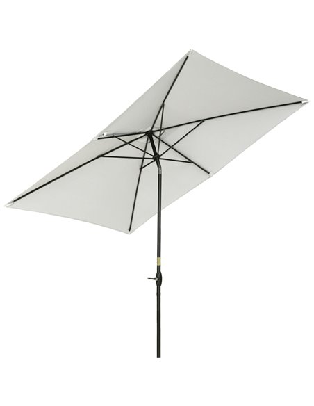 Outsunny 2 x 3m Garden Parasol Umbrella, Rectangular Market Umbrella Patio, Outdoor Table Umbrellas with Crank & Push Button Til - pic 50038 | FastDaddyshop