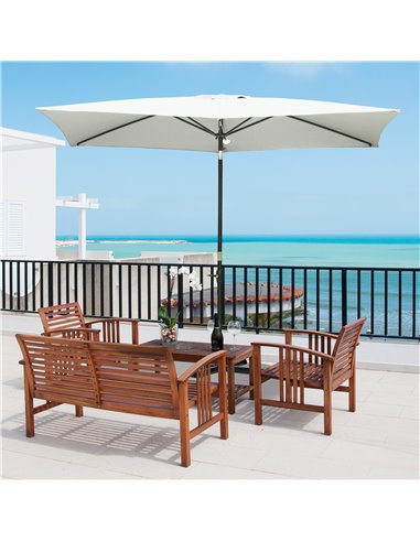 Outsunny 2 x 3m Garden Parasol Umbrella, Rectangular Market Umbrella Patio, Outdoor Table Umbrellas with Crank & Push Button Til