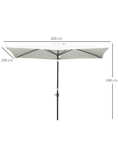 Outsunny 2 x 3m Garden Parasol Umbrella, Rectangular Market Umbrella Patio, Outdoor Table Umbrellas with Crank & Push Button Til - pic 50040 | FastDaddyshop
