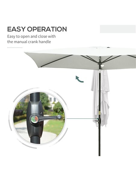 Outsunny 2 x 3m Garden Parasol Umbrella, Rectangular Market Umbrella Patio, Outdoor Table Umbrellas with Crank & Push Button Til - pic 50042 | FastDaddyshop