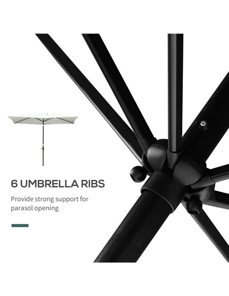 Outsunny 2 x 3m Garden Parasol Umbrella, Rectangular Market Umbrella Patio, Outdoor Table Umbrellas with Crank & Push Button Til - pic 50043 | FastDaddyshop