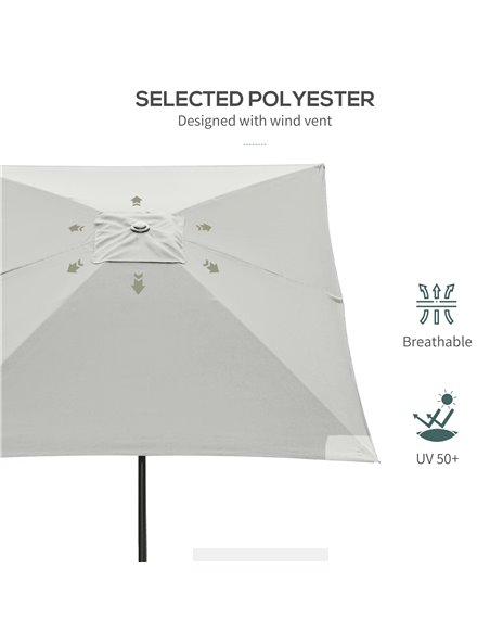Outsunny 2 x 3m Garden Parasol Umbrella, Rectangular Market Umbrella Patio, Outdoor Table Umbrellas with Crank & Push Button Til - pic 50044 | FastDaddyshop