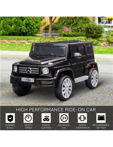 HOMCOM Compatible 12V Battery-powered Kids Electric Ride On Car Mercedes Benz G500 Toy with Parental Remote Control Music Lights