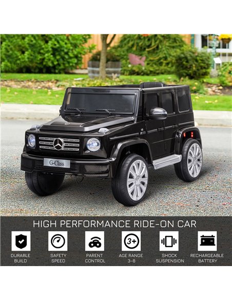 HOMCOM Compatible 12V Battery-powered Kids Electric Ride On Car Mercedes Benz G500 Toy with Parental Remote Control Music Lights - pic 5005 | FastDaddyshop