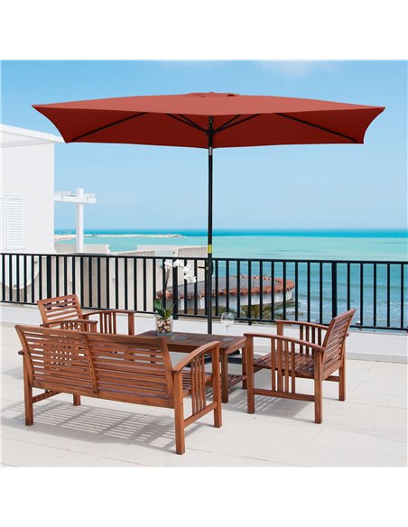 Outsunny 2 x 3(m) Garden Parasols Umbrellas Rectangular Patio Market Umbrella Outdoor Sun Shade w/ Crank & Push Button Tilt, Alu - pic 50057 | FastDaddyshop