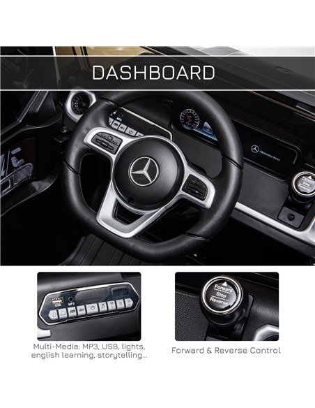 HOMCOM Compatible 12V Battery-powered Kids Electric Ride On Car Mercedes Benz G500 Toy with Parental Remote Control Music Lights - pic 5006 | FastDaddyshop