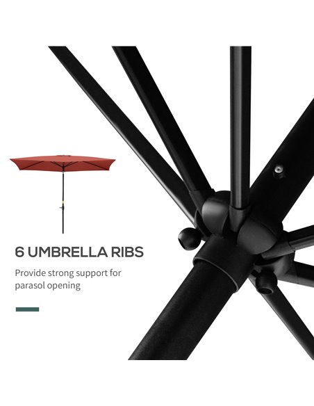 Outsunny 2 x 3(m) Garden Parasols Umbrellas Rectangular Patio Market Umbrella Outdoor Sun Shade w/ Crank & Push Button Tilt, Alu - pic 50061 | FastDaddyshop