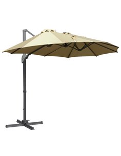 Outsunny 4.5m Double-Sided Rectangular Patio Parasol Umbrella, Khaki 84D-183KK