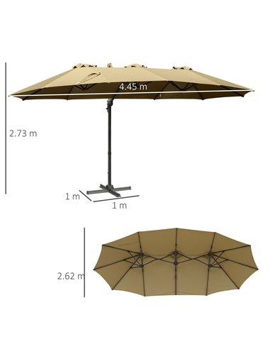 Outsunny 4.5m Double-Sided Rectangular Patio Parasol, Large Garden Umbrella with Crank Handle, 360° Cross Base for Bench, Outdoo