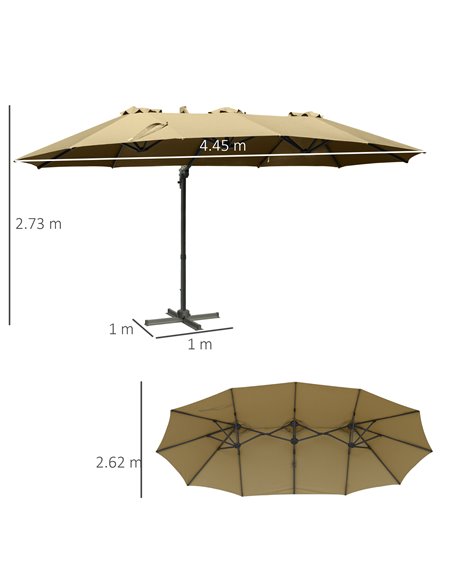 Outsunny 4.5m Double-Sided Rectangular Patio Parasol, Large Garden Umbrella with Crank Handle, 360° Cross Base for Bench, Outdoo - pic 50067 | FastDaddyshop