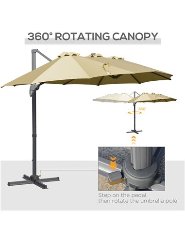 Outsunny 4.5m Double-Sided Rectangular Patio Parasol, Large Garden Umbrella with Crank Handle, 360° Cross Base for Bench, Outdoo