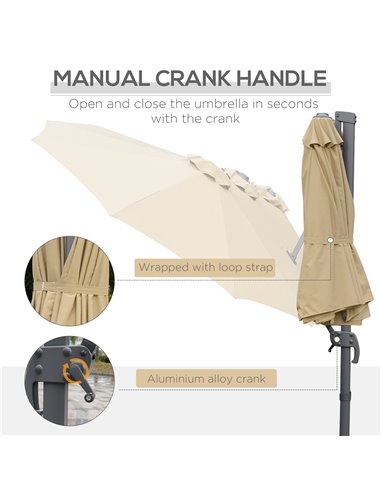 Outsunny 4.5m Double-Sided Rectangular Patio Parasol, Large Garden Umbrella with Crank Handle, 360° Cross Base for Bench, Outdoo