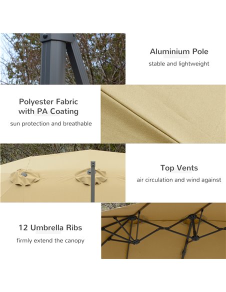 Outsunny 4.5m Double-Sided Rectangular Patio Parasol, Large Garden Umbrella with Crank Handle, 360° Cross Base for Bench, Outdoo - pic 50072 | FastDaddyshop