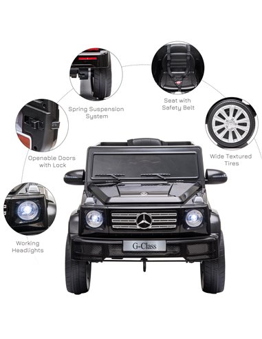 HOMCOM Compatible 12V Battery-powered Kids Electric Ride On Car Mercedes Benz G500 Toy with Parental Remote Control Music Lights