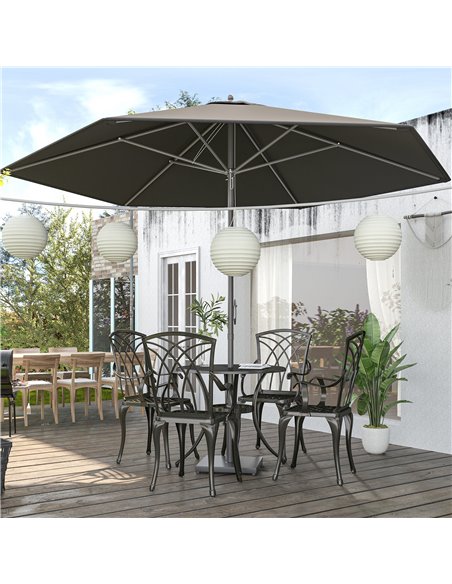 Outsunny 2.8m Patio Parasols Umbrellas Outdoor 6 Ribs Sunshade Canopy Manual Push Garden Backyard Furniture, Dark Grey 84D-067CG - pic 50084 | FastDaddyshop
