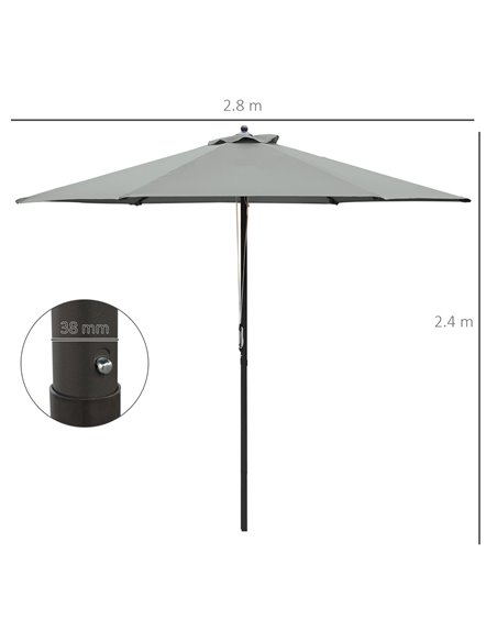 Outsunny 2.8m Patio Parasols Umbrellas Outdoor 6 Ribs Sunshade Canopy Manual Push Garden Backyard Furniture, Dark Grey 84D-067CG - pic 50085 | FastDaddyshop