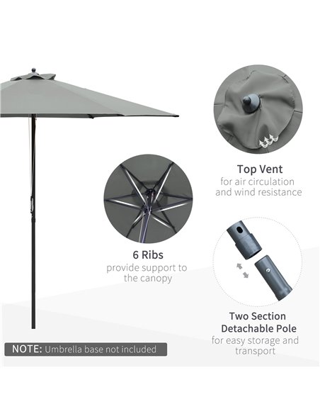 Outsunny 2.8m Patio Parasols Umbrellas Outdoor 6 Ribs Sunshade Canopy Manual Push Garden Backyard Furniture, Dark Grey 84D-067CG - pic 50086 | FastDaddyshop
