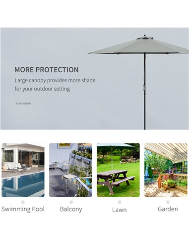 Outsunny 2.8m Patio Parasols Umbrellas Outdoor 6 Ribs Sunshade Canopy Manual Push Garden Backyard Furniture, Dark Grey 84D-067CG