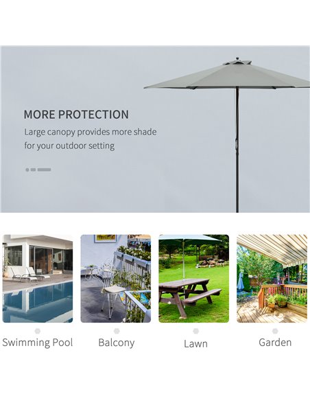 Outsunny 2.8m Patio Parasols Umbrellas Outdoor 6 Ribs Sunshade Canopy Manual Push Garden Backyard Furniture, Dark Grey 84D-067CG - pic 50088 | FastDaddyshop