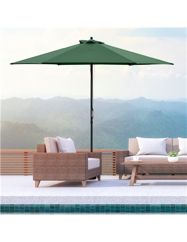 Outsunny 2.8m Patio Parasols Umbrellas Outdoor 6 Ribs Sunshade Canopy Manual Push Garden Backyard Furniture, Green 84D-067GN
