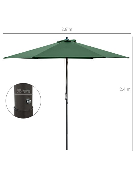 Outsunny 2.8m Patio Parasols Umbrellas Outdoor 6 Ribs Sunshade Canopy Manual Push Garden Backyard Furniture, Green 84D-067GN - pic 50094 | FastDaddyshop