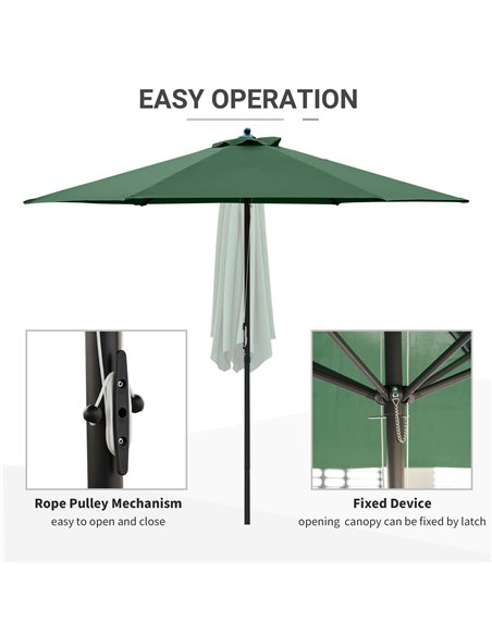 Outsunny 2.8m Patio Parasols Umbrellas Outdoor 6 Ribs Sunshade Canopy Manual Push Garden Backyard Furniture, Green 84D-067GN - pic 50095 | FastDaddyshop