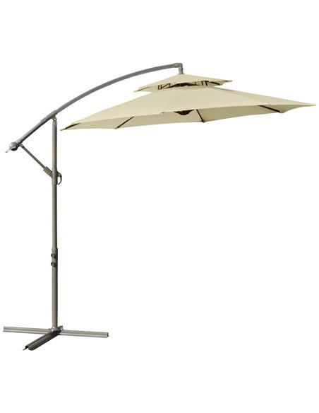 Outsunny 2.7m Garden Banana Parasol Cantilever Umbrella, Beige 84D-187BG - pic 50101 | FastDaddyshop