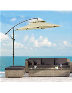 Outsunny 2.7m Garden Banana Parasol Cantilever Umbrella, Beige 84D-187BG 2