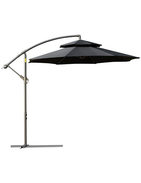 Outsunny 2.7m Banana Parasol Cantilever Umbrella, Black 84D-187BK - pic 50110 | FastDaddyshop