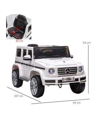 HOMCOM Compatible 12V Battery-powered Kids Electric Ride On Car Mercedes Benz G500 Toy with Parental Remote Control Music Lights