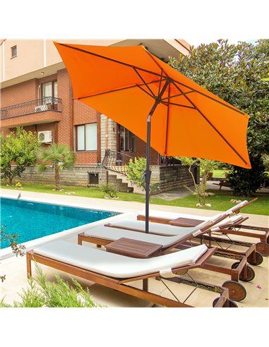Outsunny 2.7M Patio Tilt Umbrella Sun Parasol Outdoor Garden Sun Shade Aluminium Frame with Crank（Orange） 84D-032OG