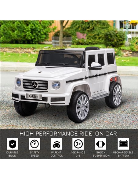 HOMCOM Compatible 12V Battery-powered Kids Electric Ride On Car Mercedes Benz G500 Toy with Parental Remote Control Music Lights - pic 5013 | FastDaddyshop