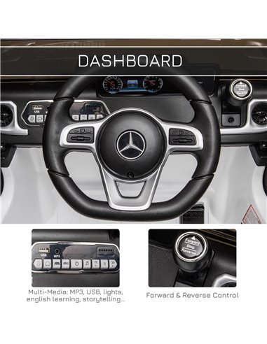 HOMCOM Compatible 12V Battery-powered Kids Electric Ride On Car Mercedes Benz G500 Toy with Parental Remote Control Music Lights