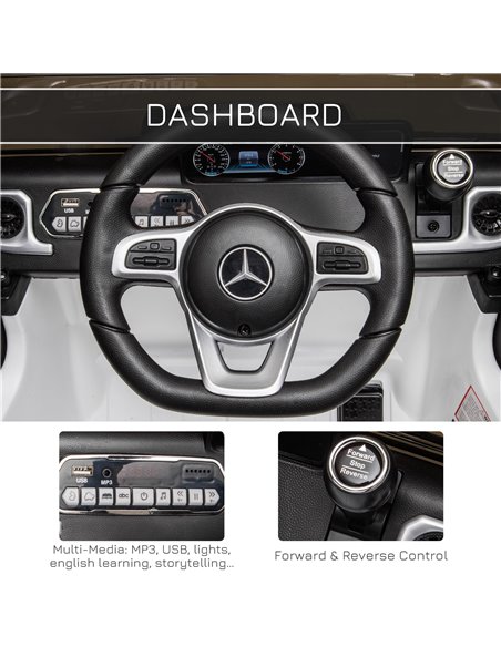 HOMCOM Compatible 12V Battery-powered Kids Electric Ride On Car Mercedes Benz G500 Toy with Parental Remote Control Music Lights - pic 5014 | FastDaddyshop