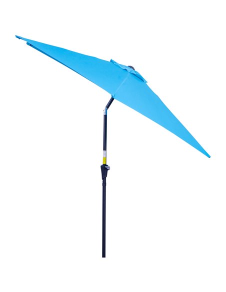 Outsunny 2.7M Patio Tilt Umbrella Sun Parasol Outdoor Garden Sun Shade Aluminium Frame with Crank（Blue） 84D-032BU - pic 50144 | FastDaddyshop